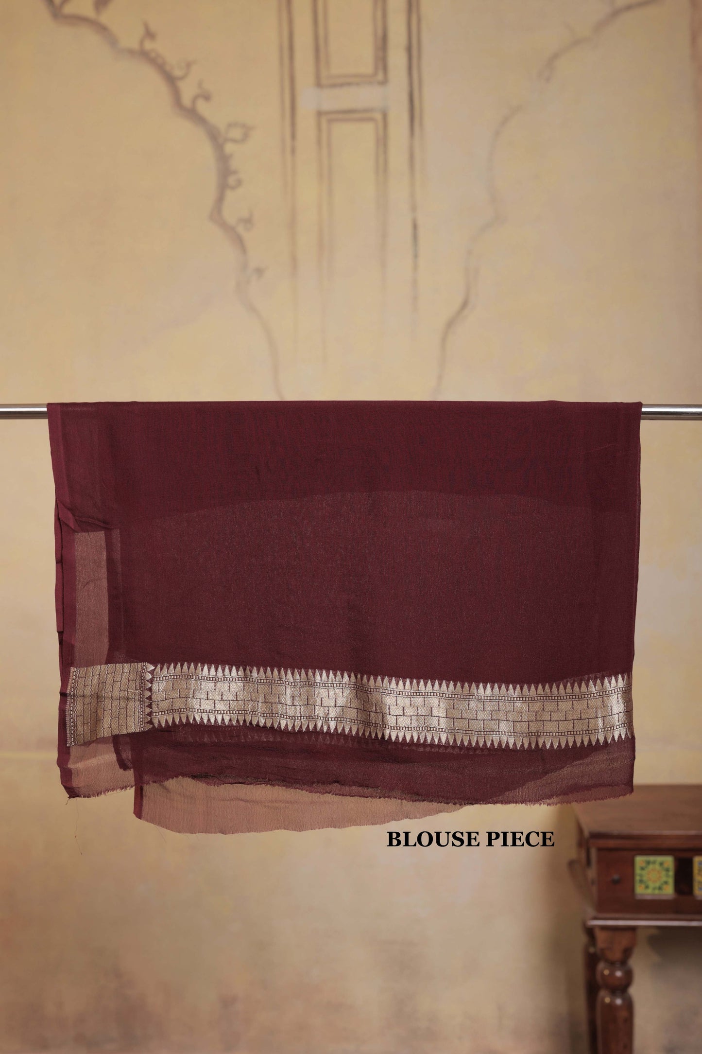 Maroon Jaal Khaddi Georgette Handloom Banarasi Saree