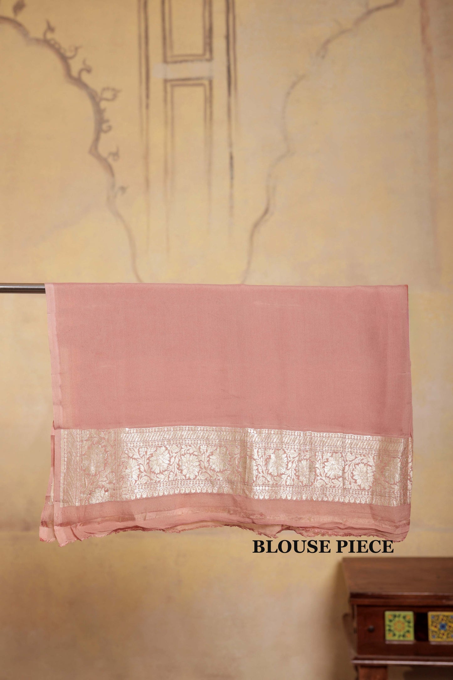 Pastel Pink Jaal Khaddi Georgette Handloom Banarasi Saree