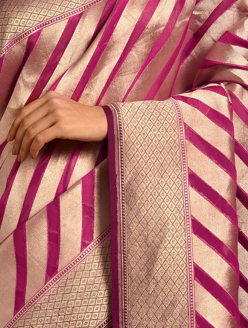 Pink Khaddi Georgette Handloom Banarasi Saree