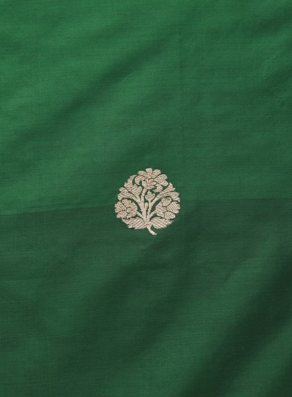Green Handloom Pure Katan Silk Banarasi Fabric