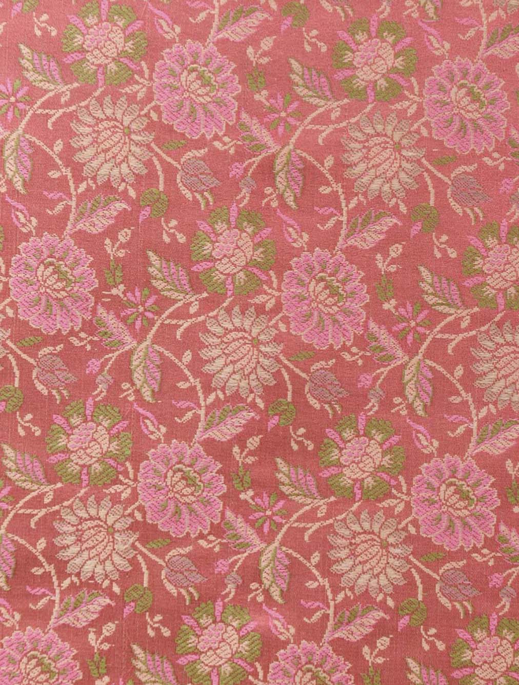 Pink Handloom Banarasi Jamawar Silk Fabric