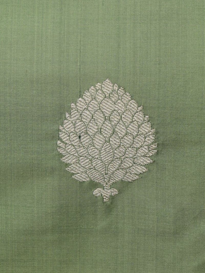 Green Handloom Pure Katan Silk Banarasi Fabric