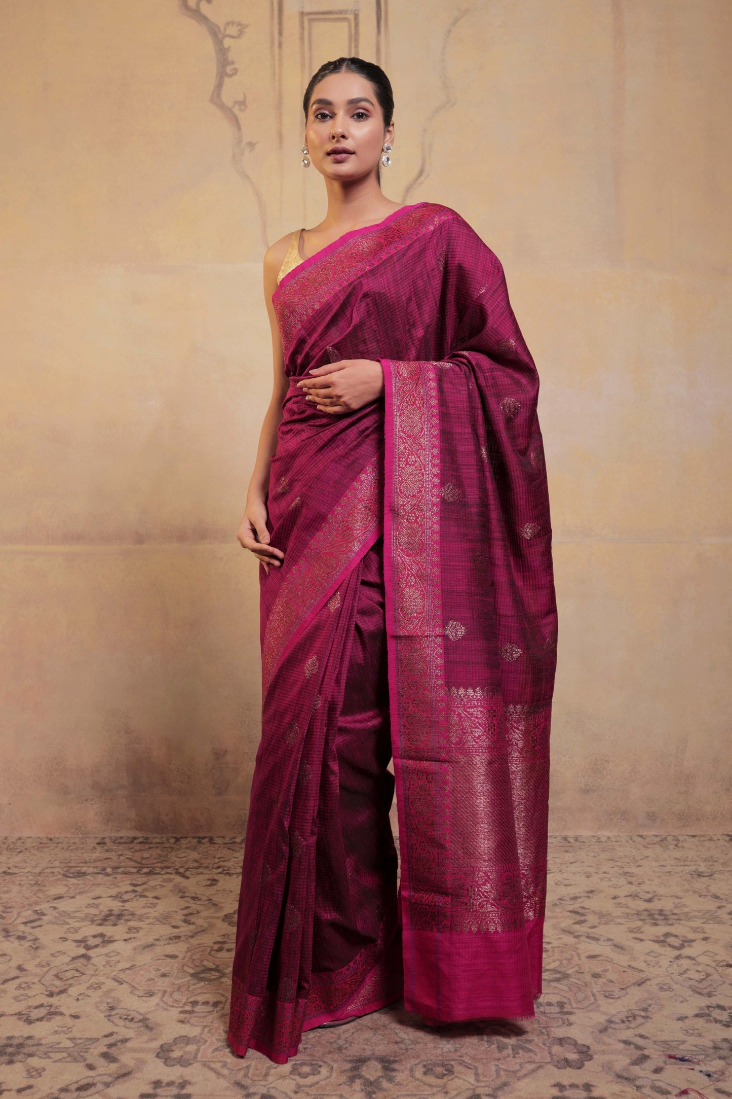 Pink Dupion Silk Handloom Banarasi Saree