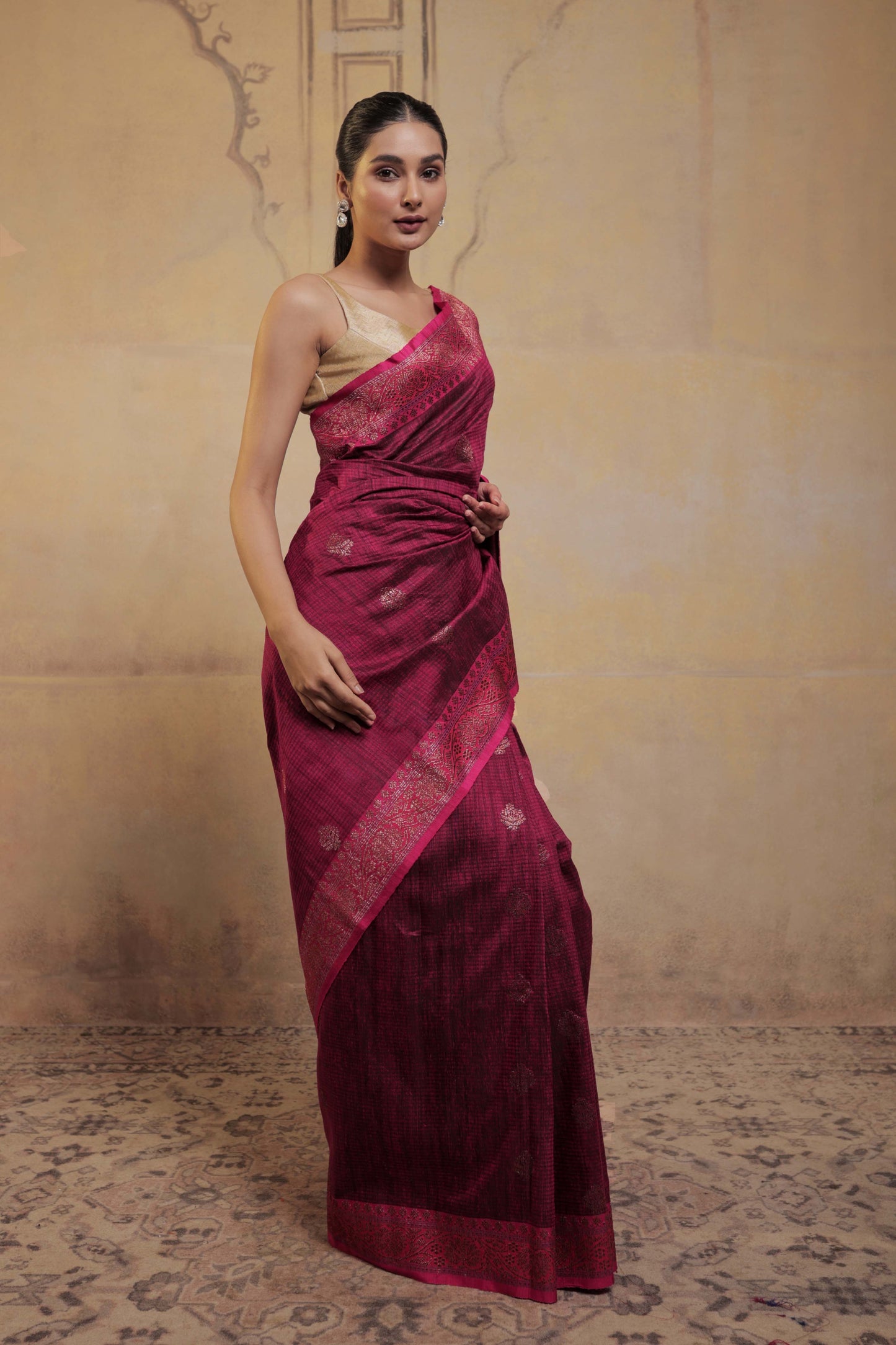 Pink Dupion Silk Handloom Banarasi Saree