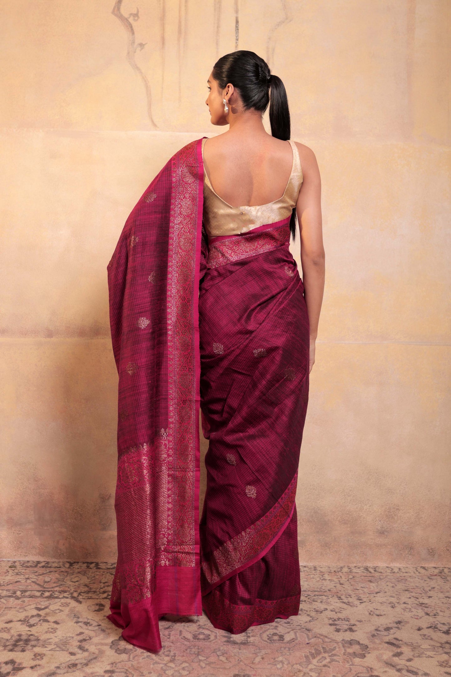 Pink Dupion Silk Handloom Banarasi Saree