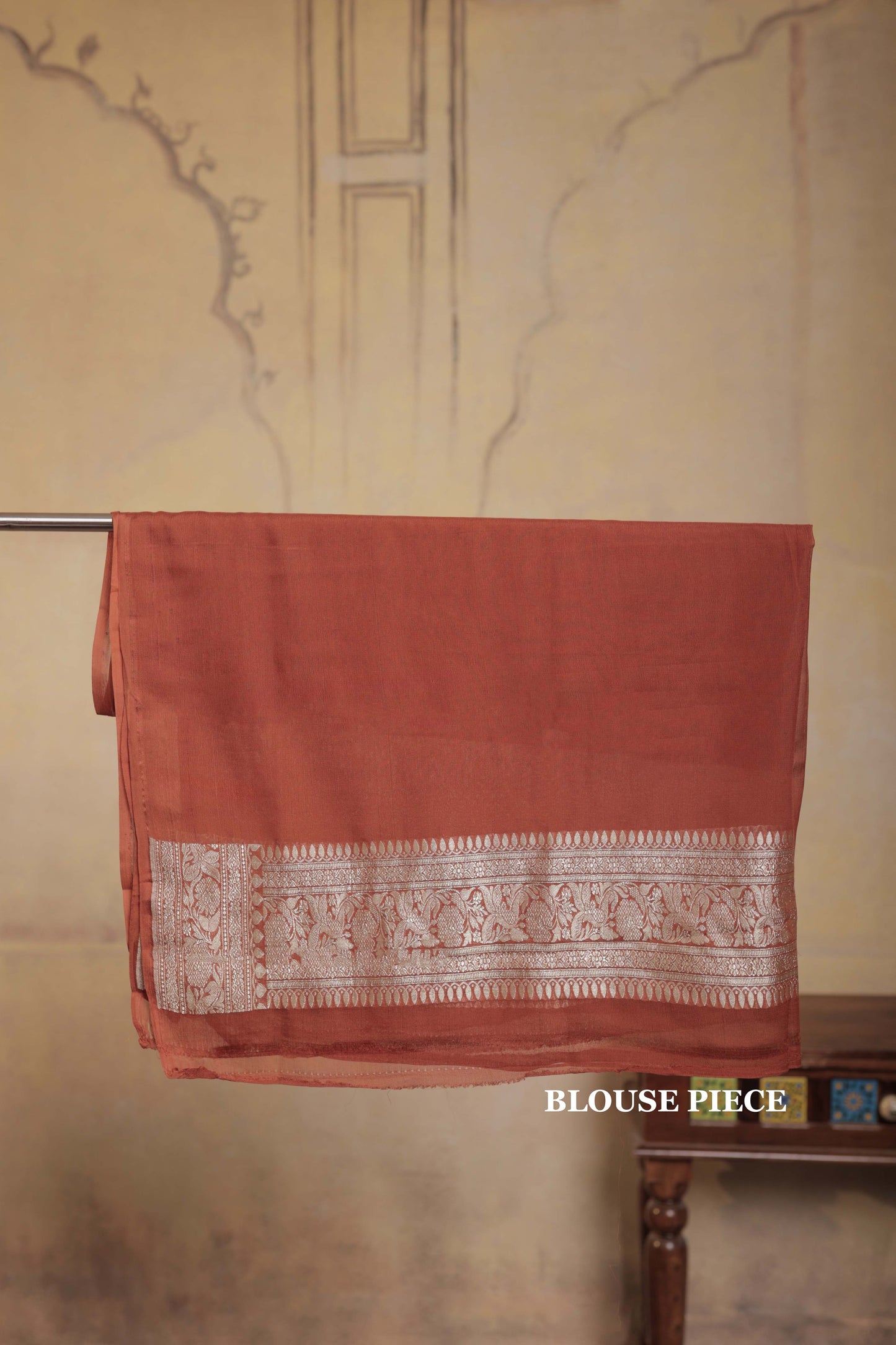 Rust Brown Khaddi Georgette Handloom Banarasi Saree