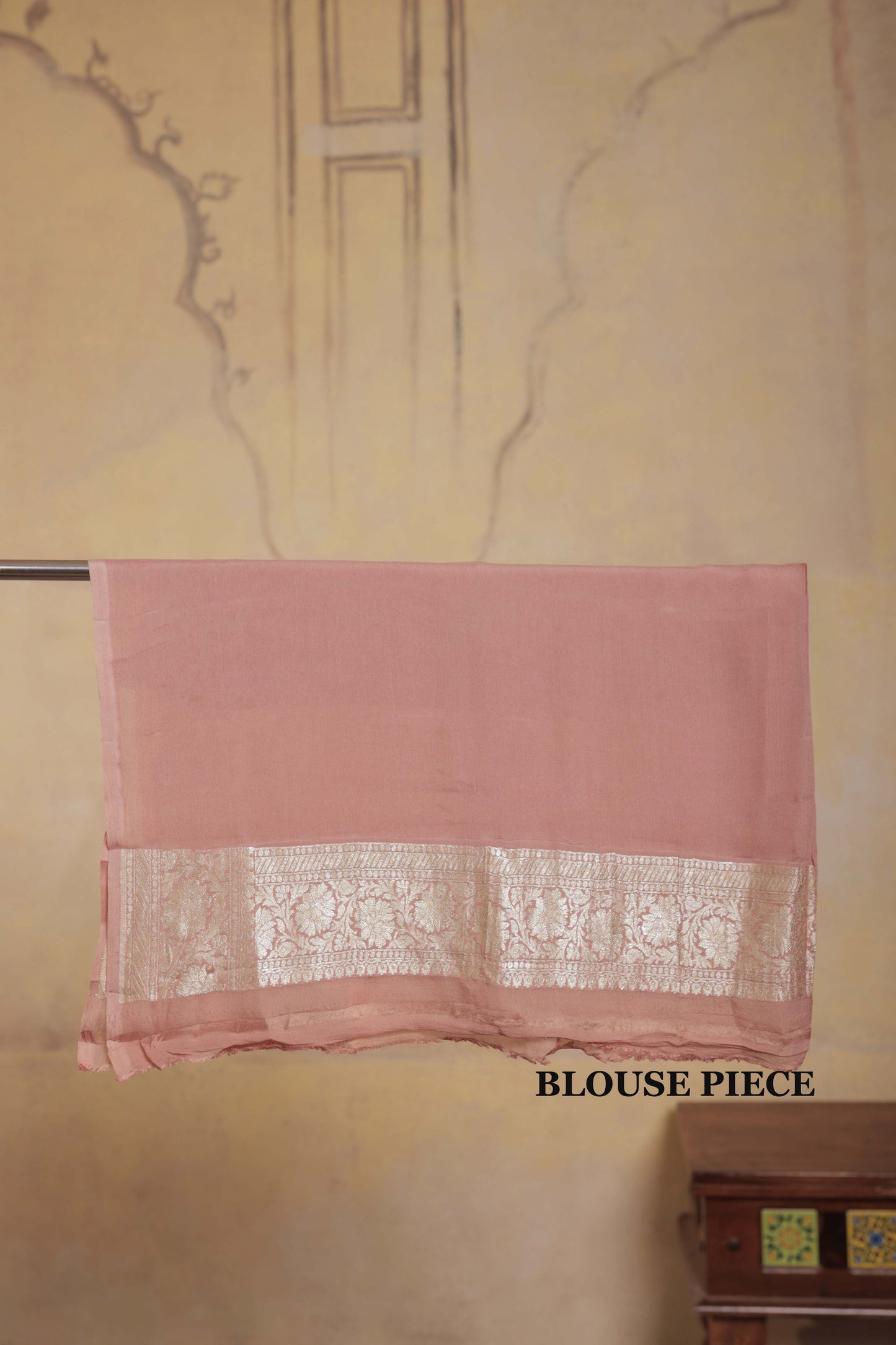 Blush Pink Jaal Khaddi Georgette Handloom Banarasi Saree