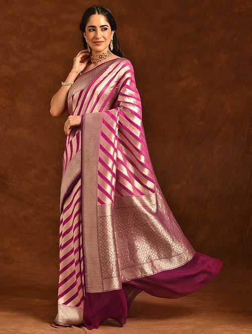 Pink Khaddi Georgette Handloom Banarasi Saree