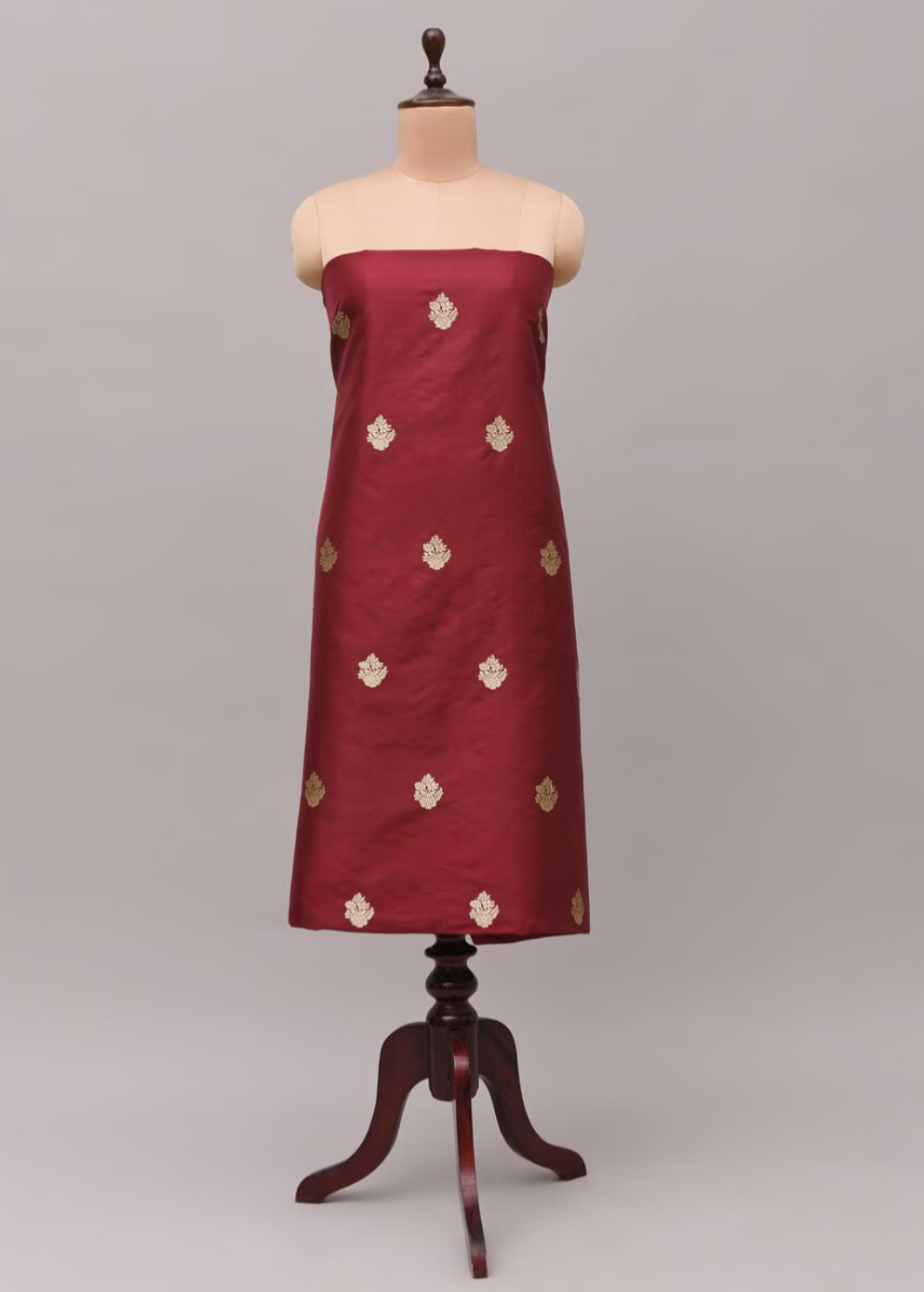 Maroon Handloom Pure Katan Silk Banarasi Fabric