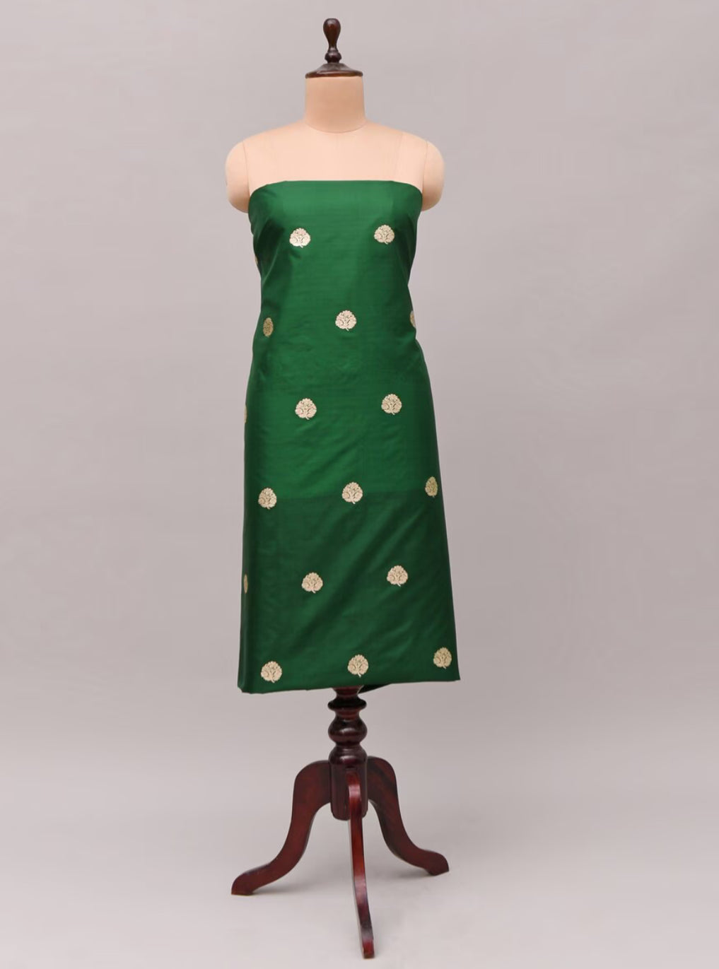 Green Handloom Pure Katan Silk Banarasi Fabric