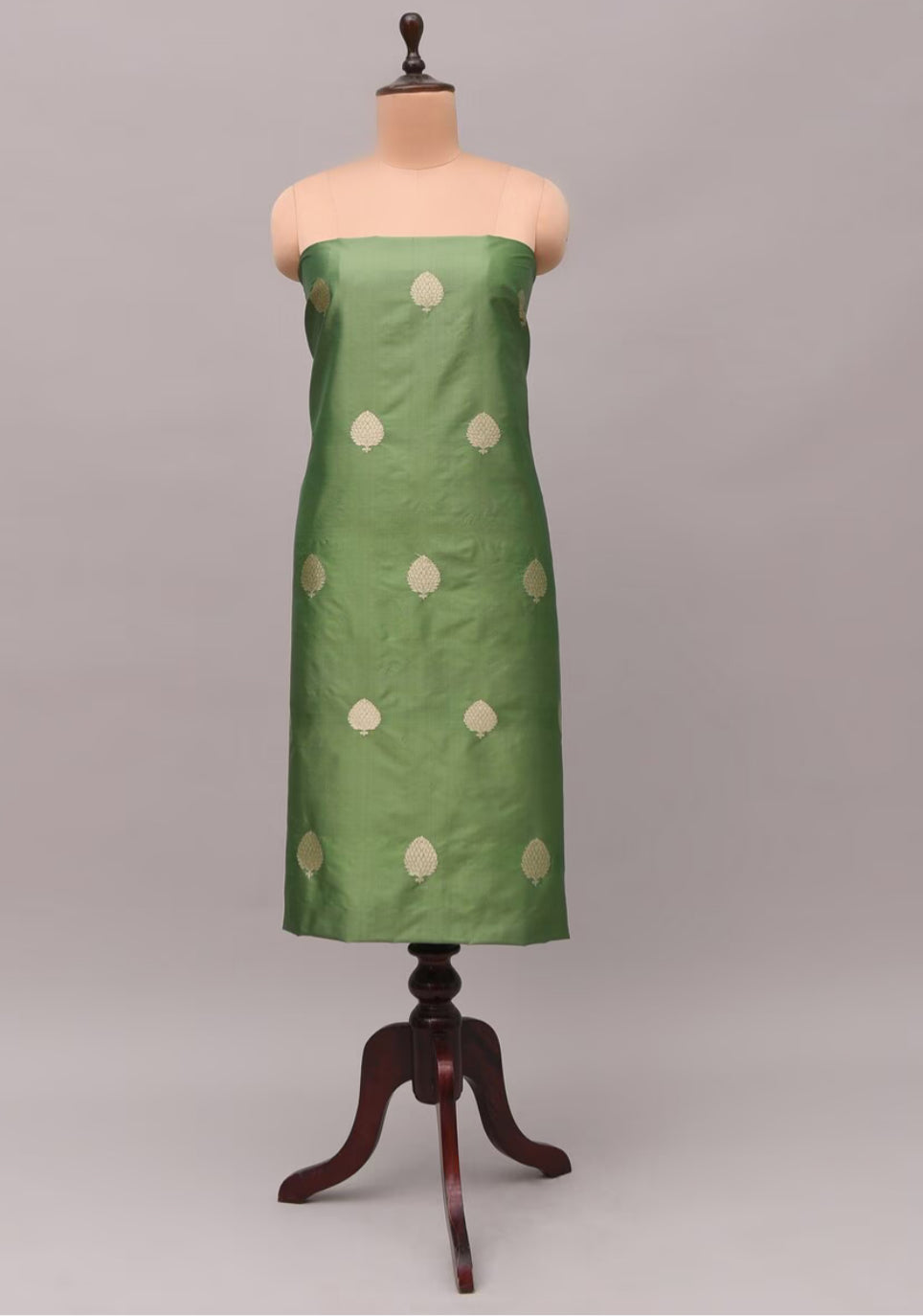 Green Handloom Pure Katan Silk Banarasi Fabric