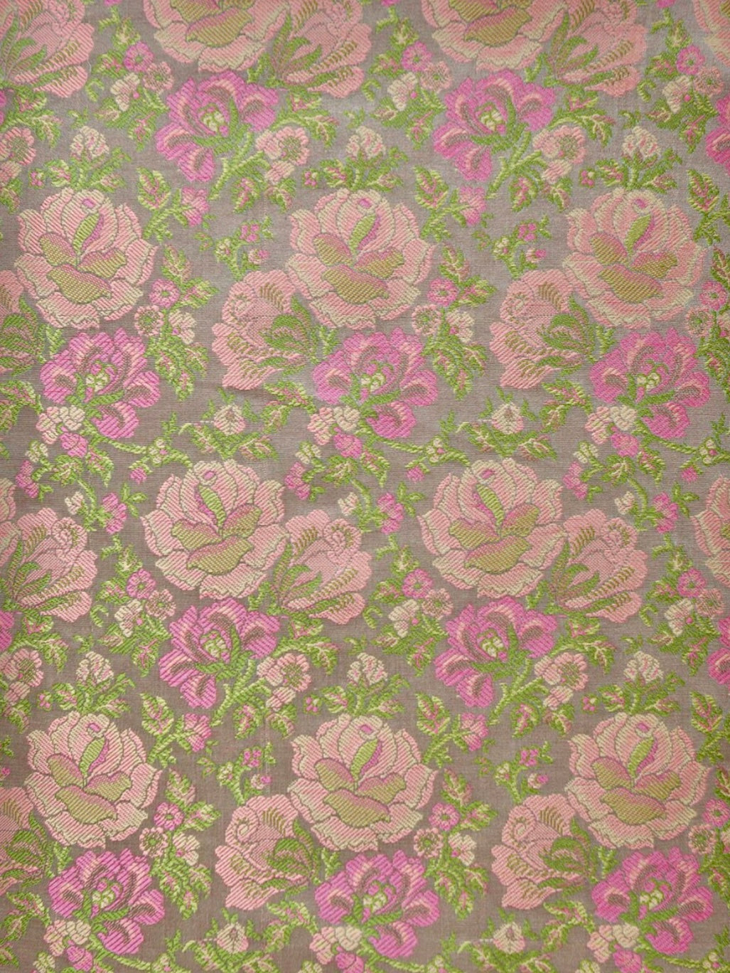 Grey Handloom Banarasi Jamawar Silk Fabric