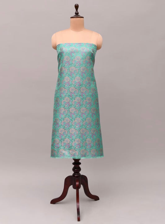 Blue Handloom Banarasi Jamawar Silk Fabric