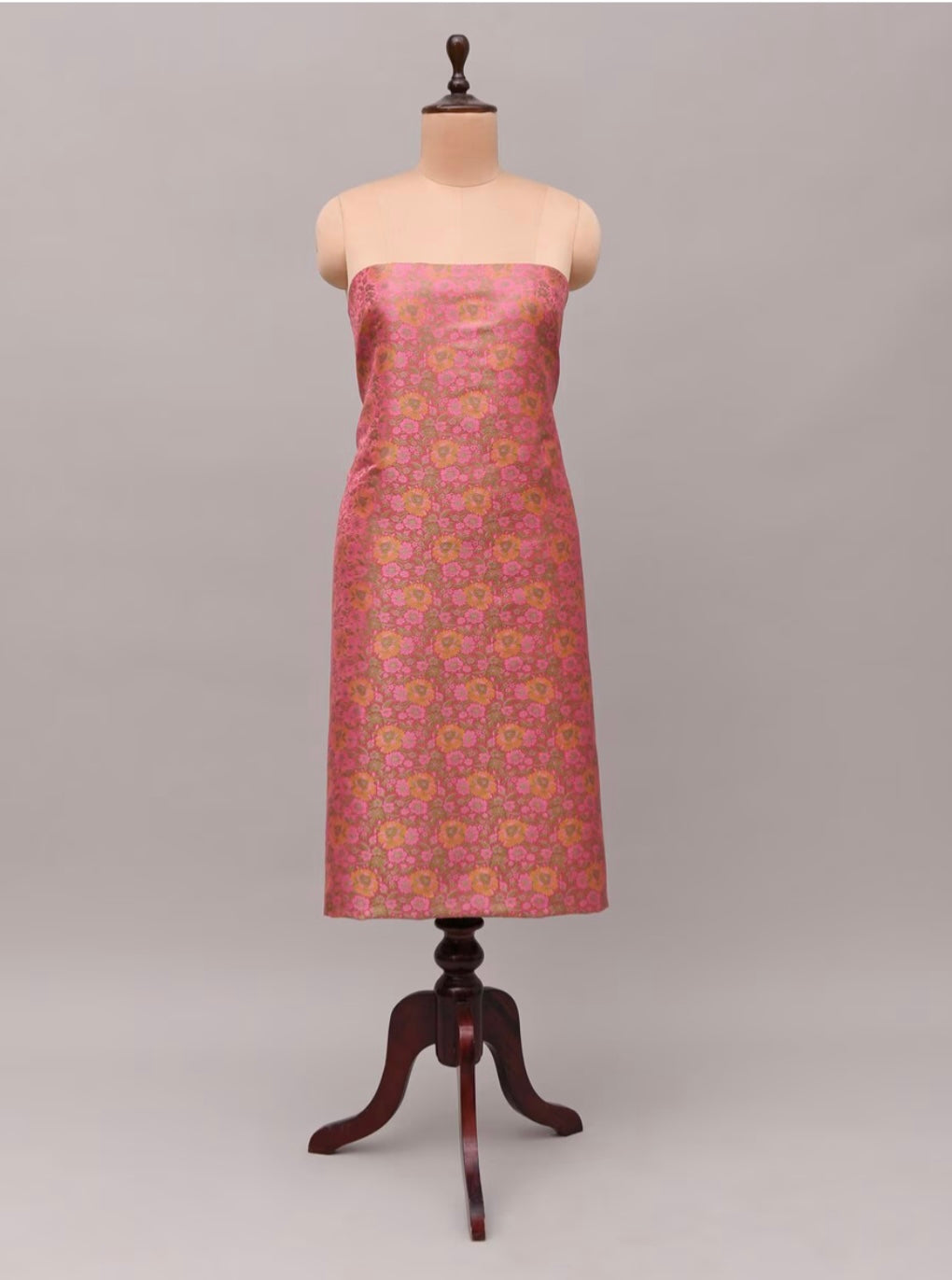 Pink Handloom Banarasi Jamawar Silk Fabric