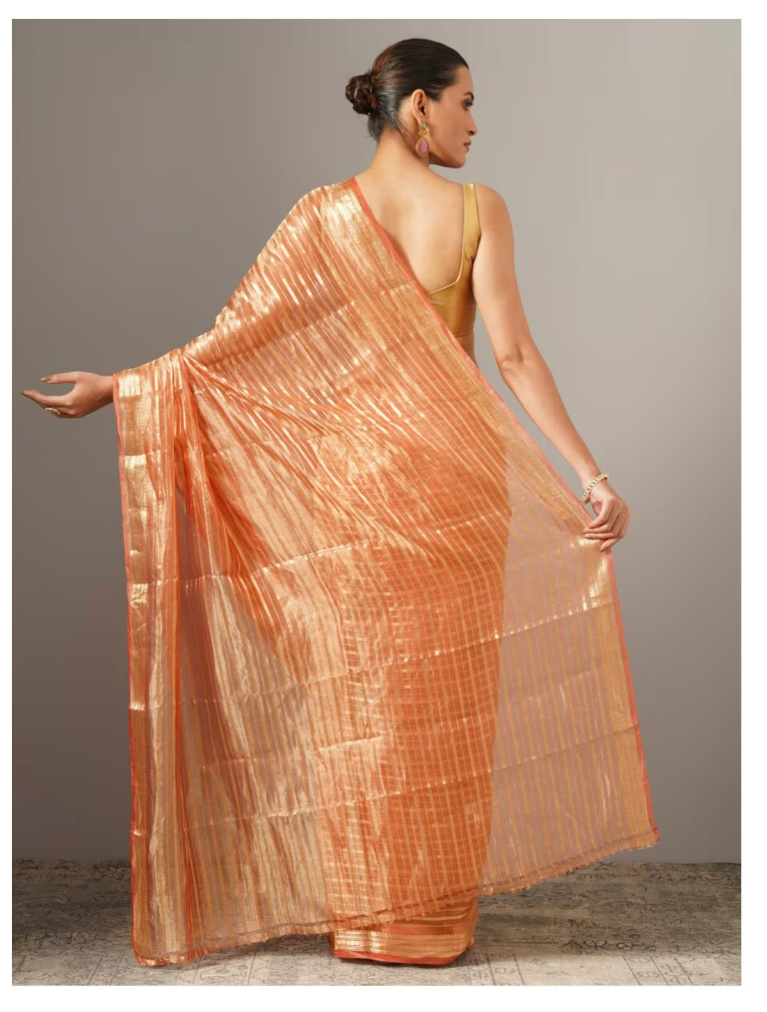 Orange Tissue Silk Handloom Banarasi Saree
