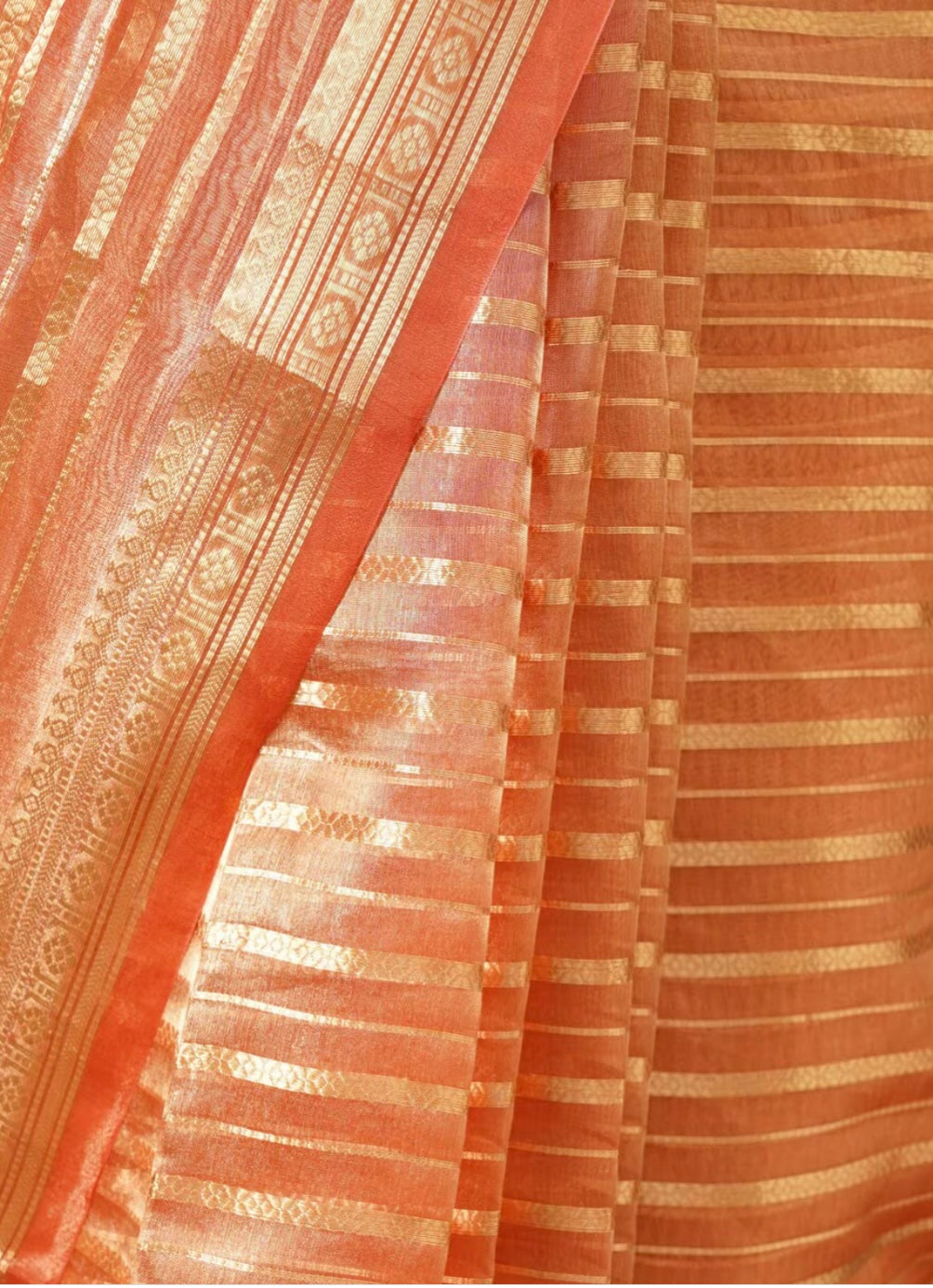 Orange Tissue Silk Handloom Banarasi Saree