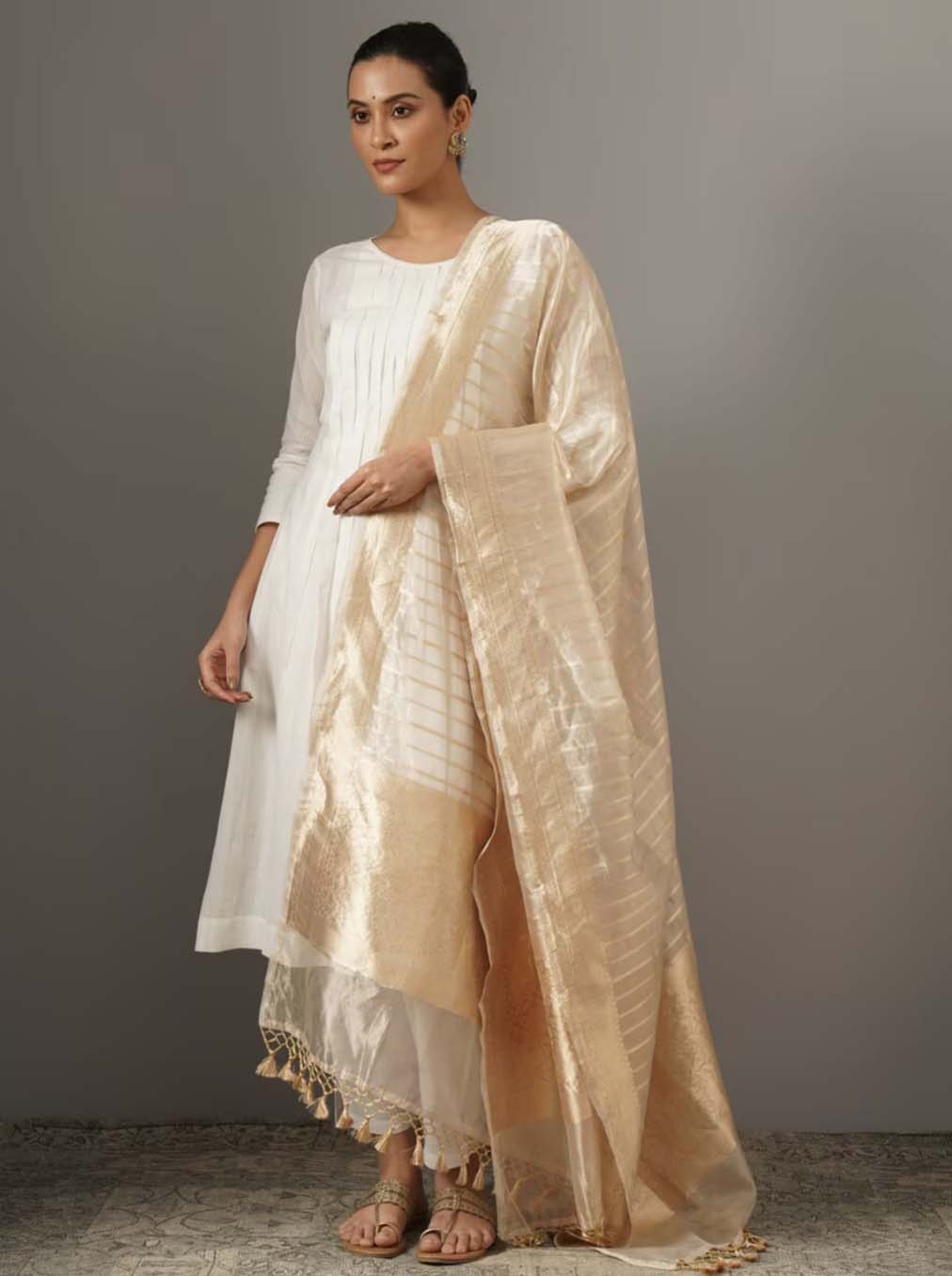 Gold Tissue Silk Banarasi Handloom Dupatta