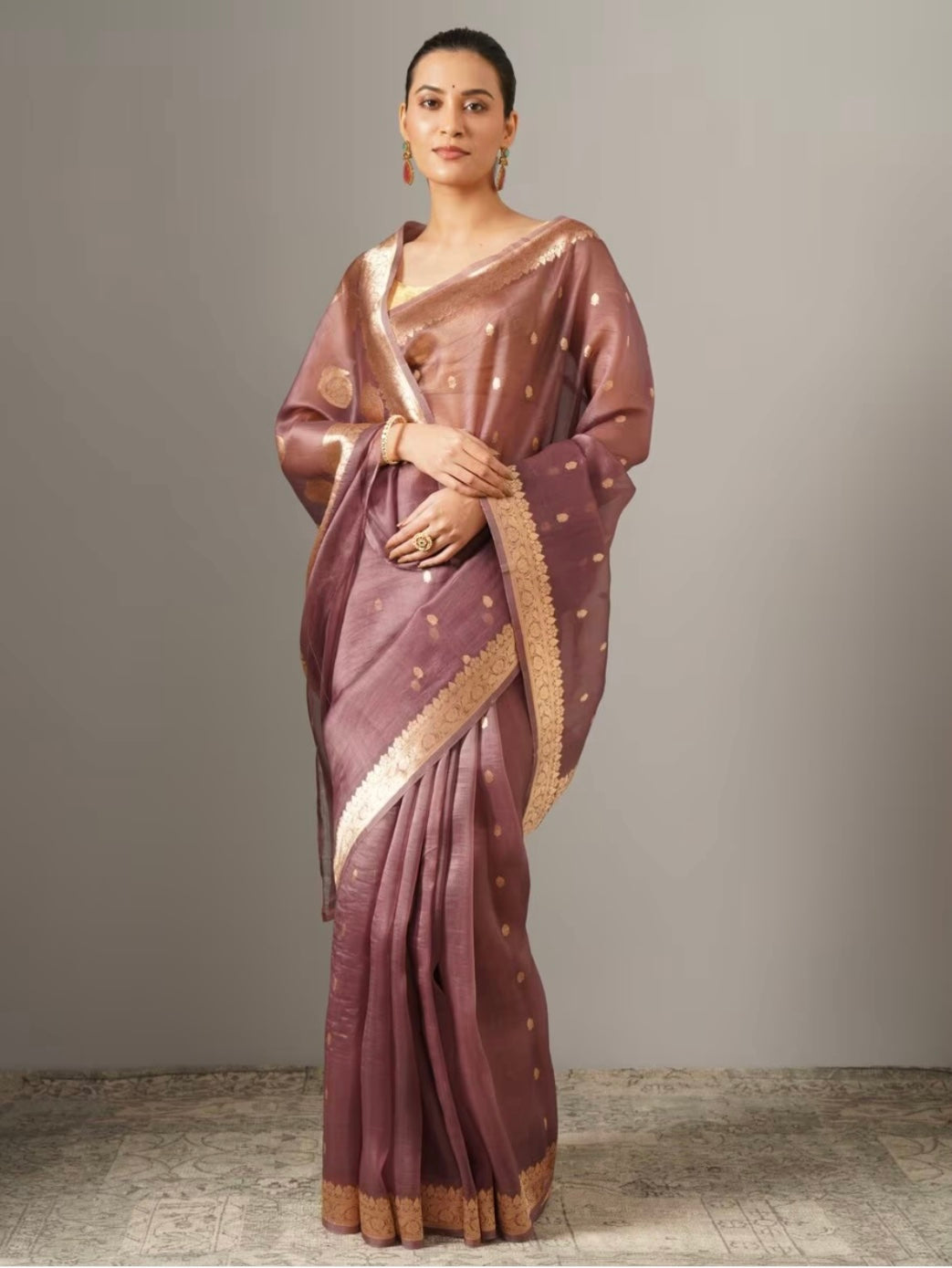 Mauve Kora Silk Handloom Banarasi Saree