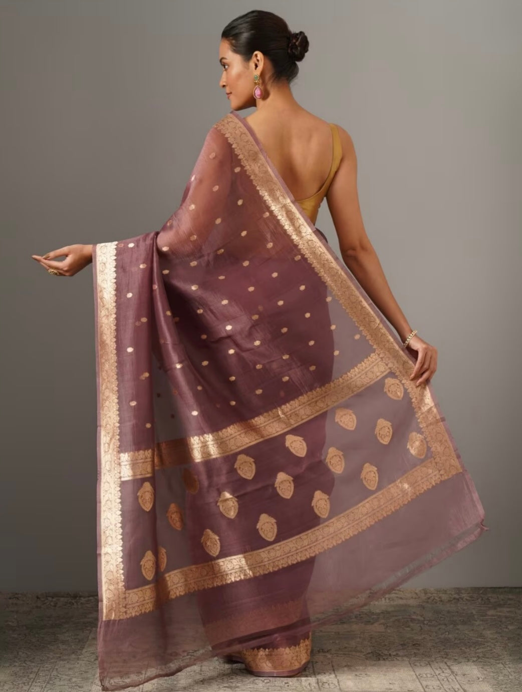 Mauve Kora Silk Handloom Banarasi Saree