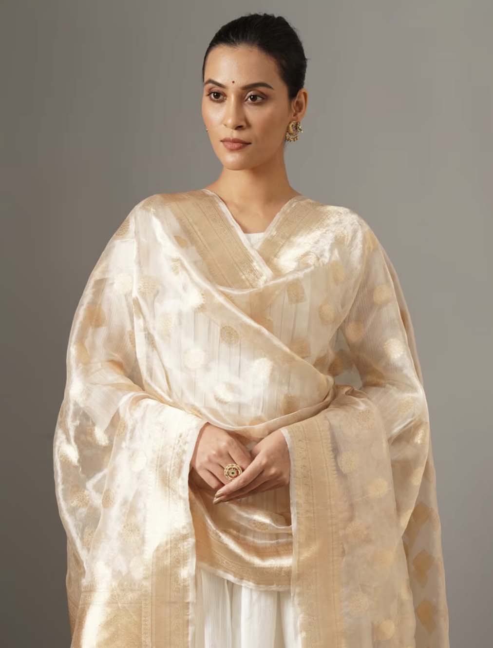 Gold  Tissue Silk Banarasi Handloom Dupatta