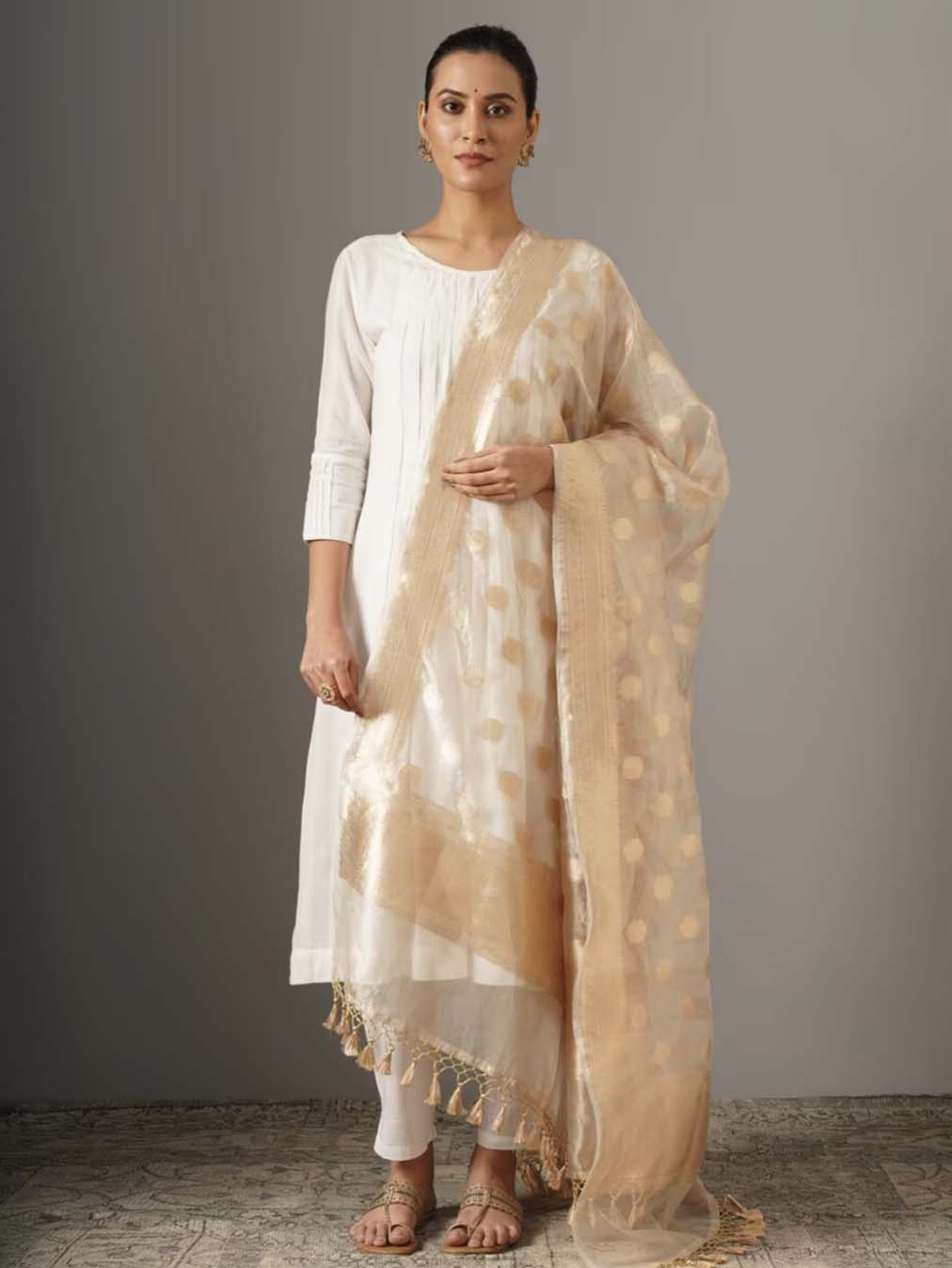 Gold  Tissue Silk Banarasi Handloom Dupatta