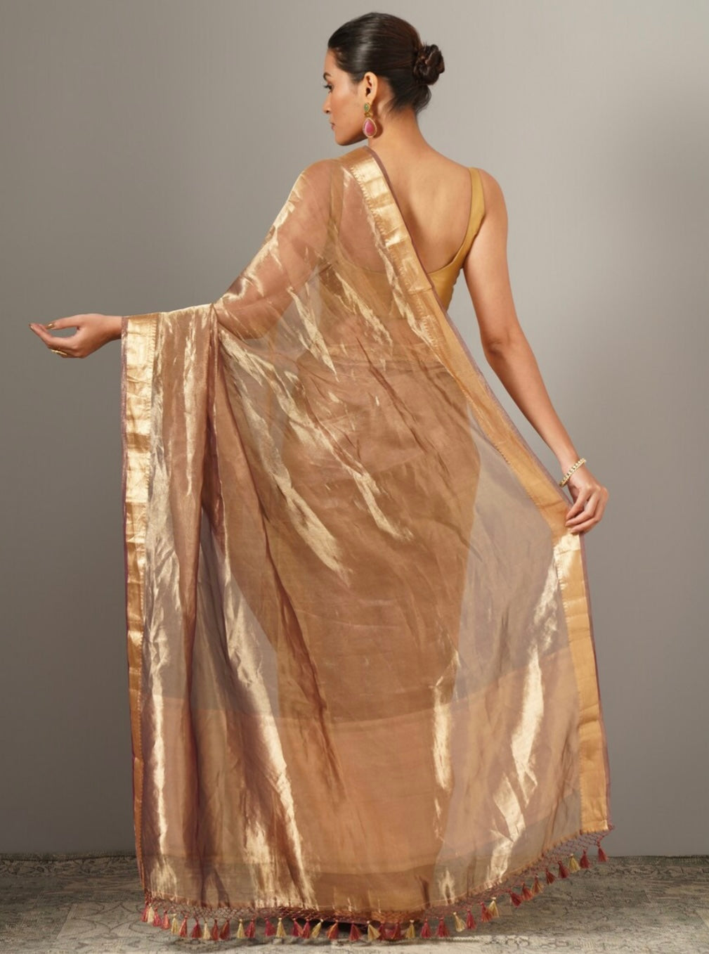 Maroon and Gold Tissue Silk Handloom Banarasi Saree