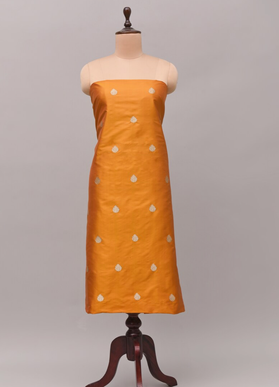 Yellow Handloom Pure Katan Silk Banarasi Fabric