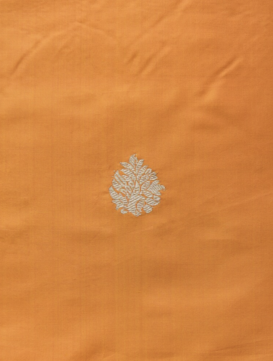 Yellow Handloom Pure Katan Silk Banarasi Fabric