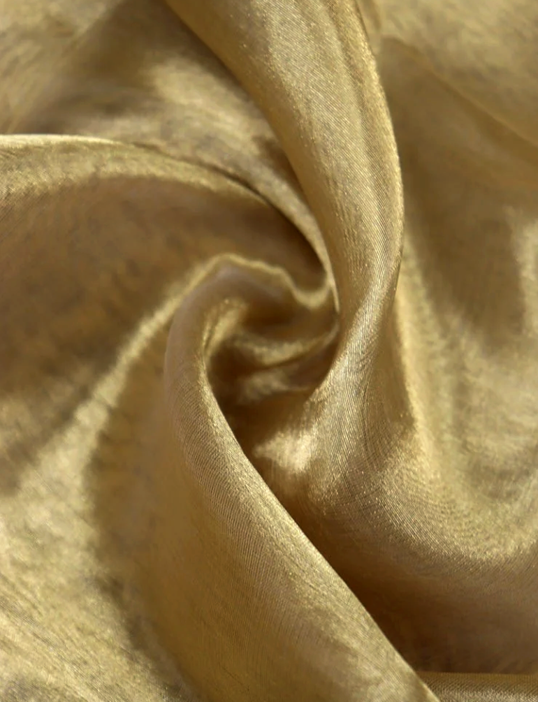 Gold Handloom Banarasi Tissue Silk Fabric