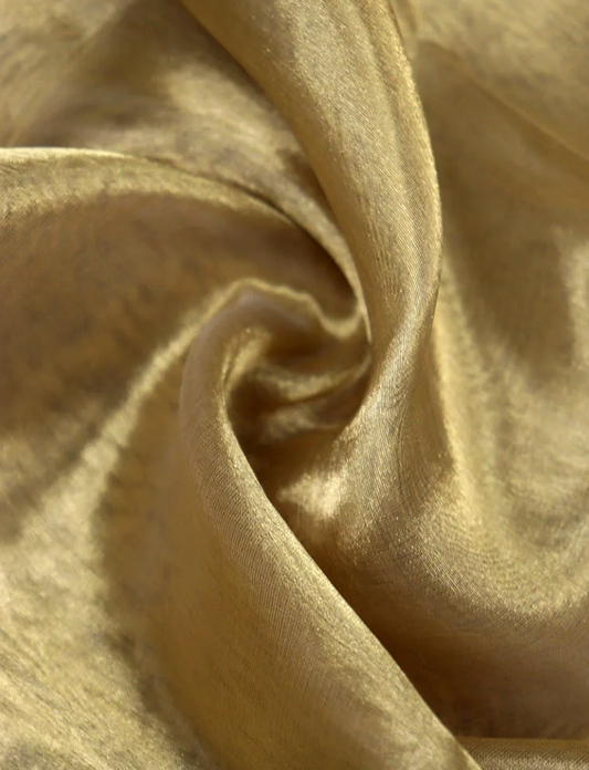 Gold Handloom Banarasi Tissue Silk Fabric